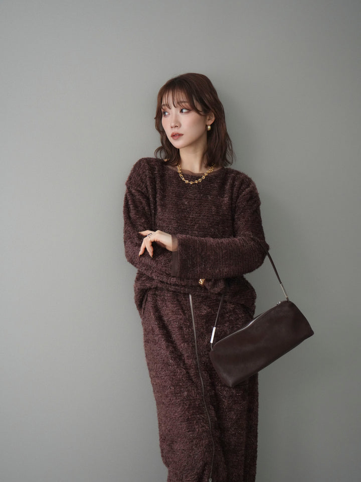 [予約]ラメシャギートップス/brown