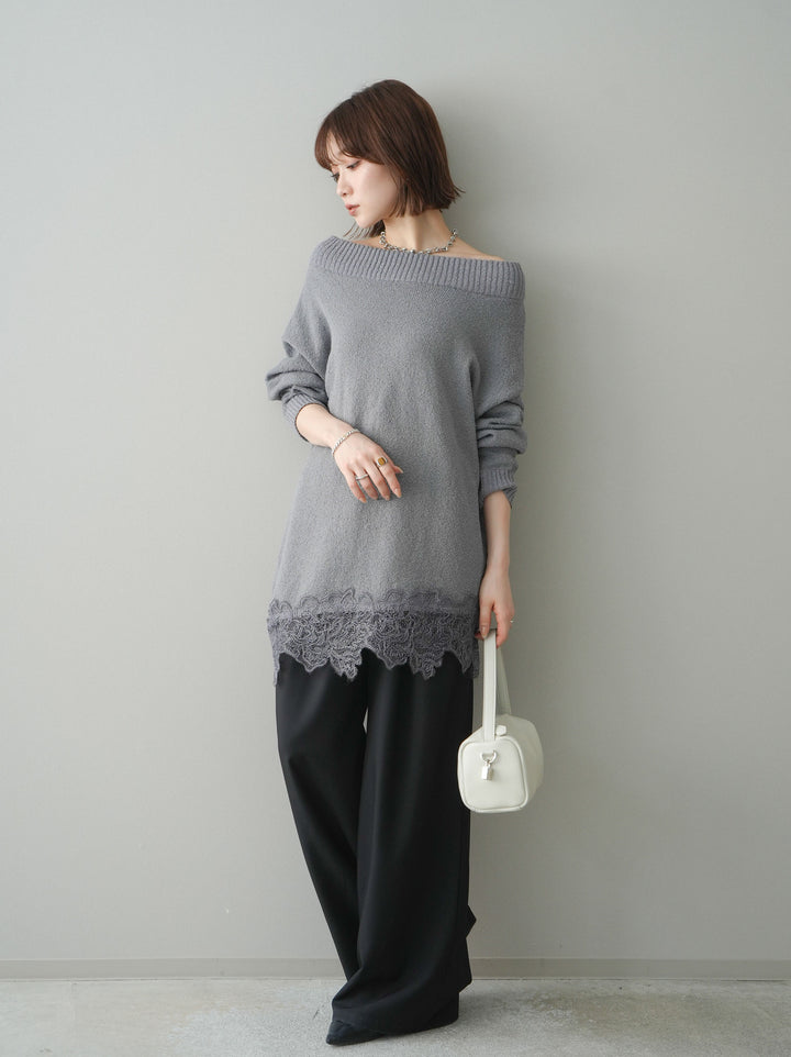 [予約]ベルト付キーホルダーモチーフワイドパンツ/black