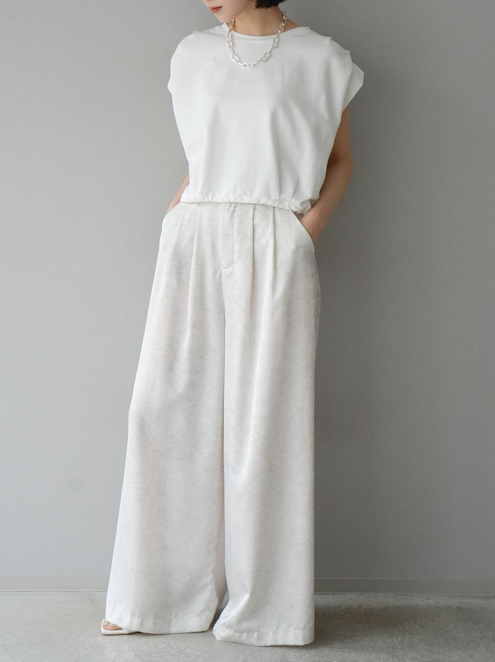 [Pre-order] 2-tuck nuanced satin wide pants/ivory