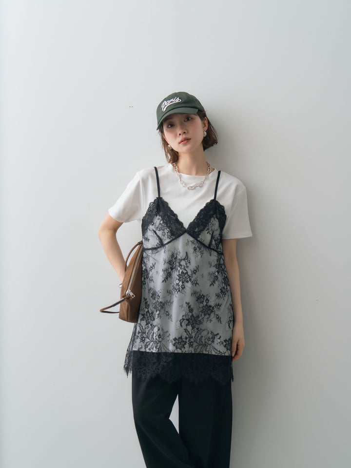[予約]レースキャミチュニックレイヤードTEE/off