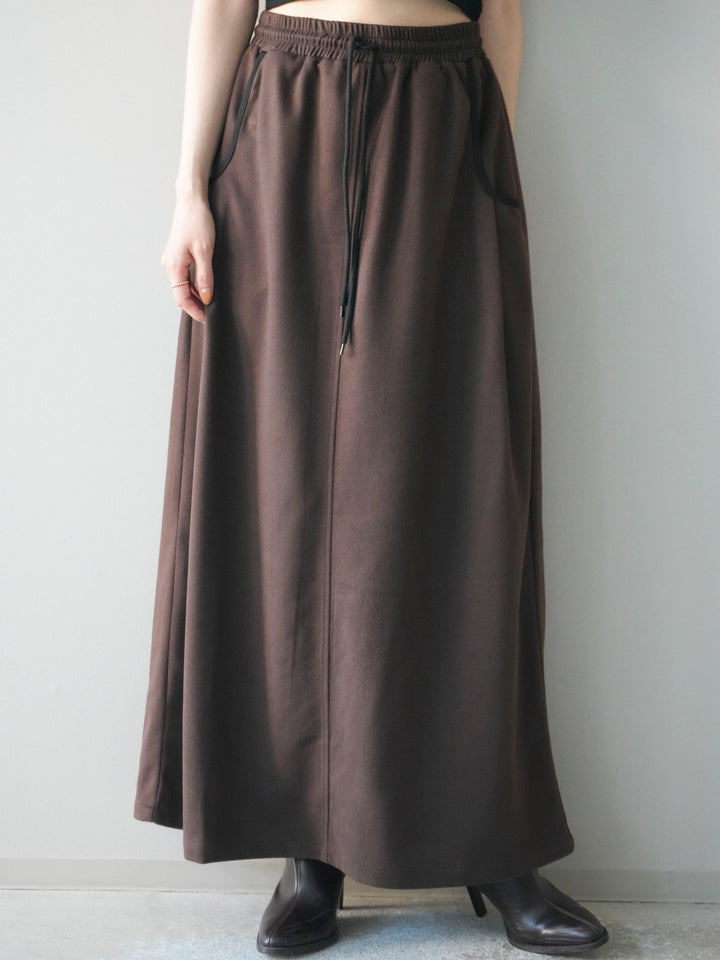 [予約]配色パイピングIラインスカート/brown