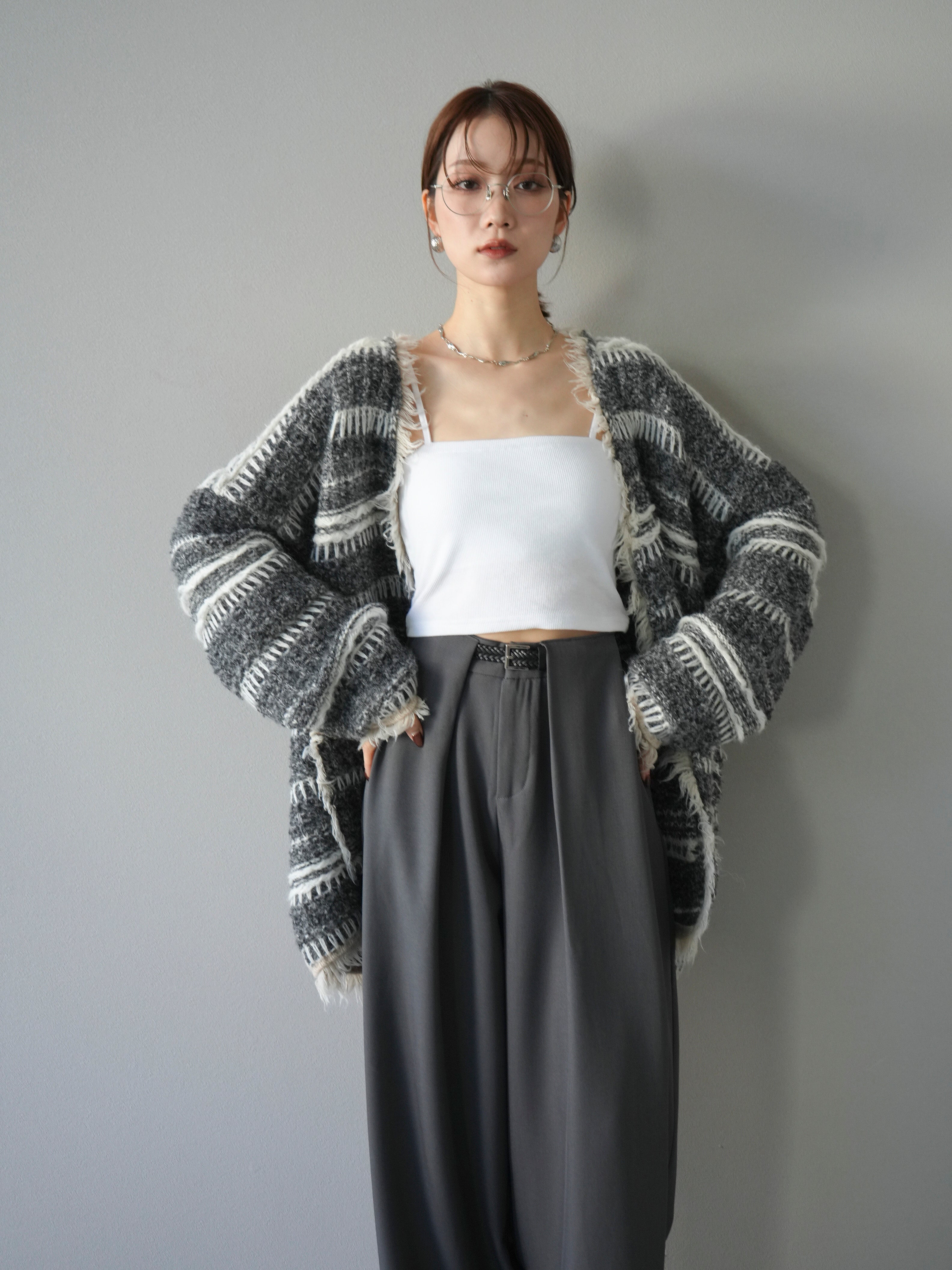 UNITED ARROWS ループフリンジオーバーニットカーディガン ループ フリンジ オーバー ニットカーディガン