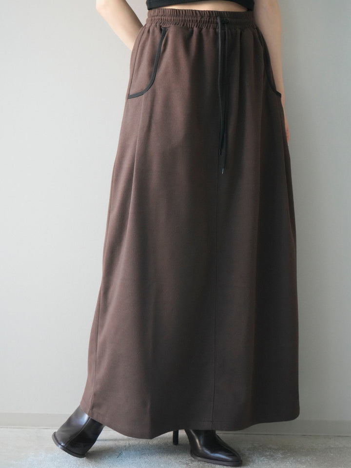 [予約]配色パイピングIラインスカート/brown