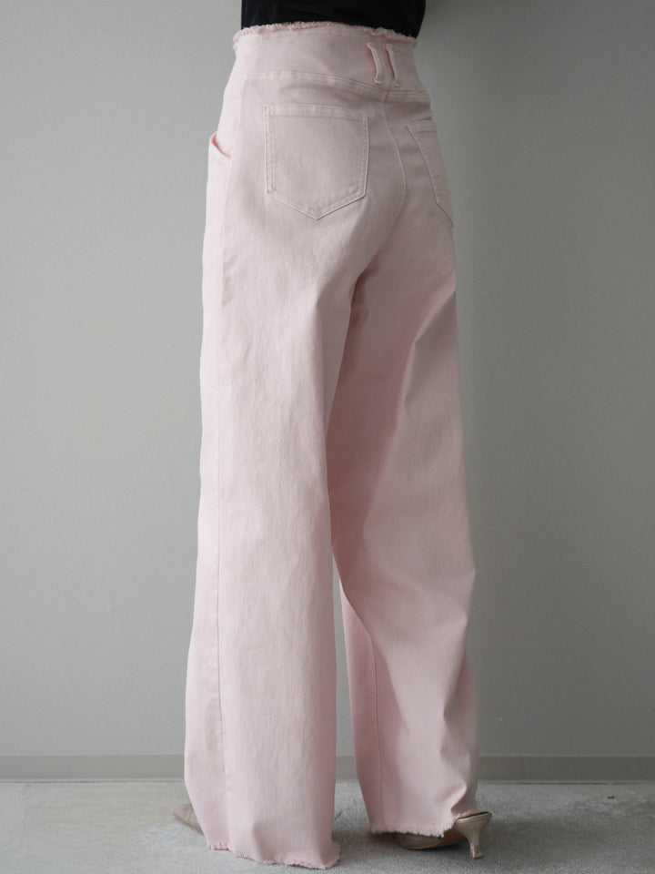 [予約]センターステッチストレッチカットオフデニムパンツ/pink