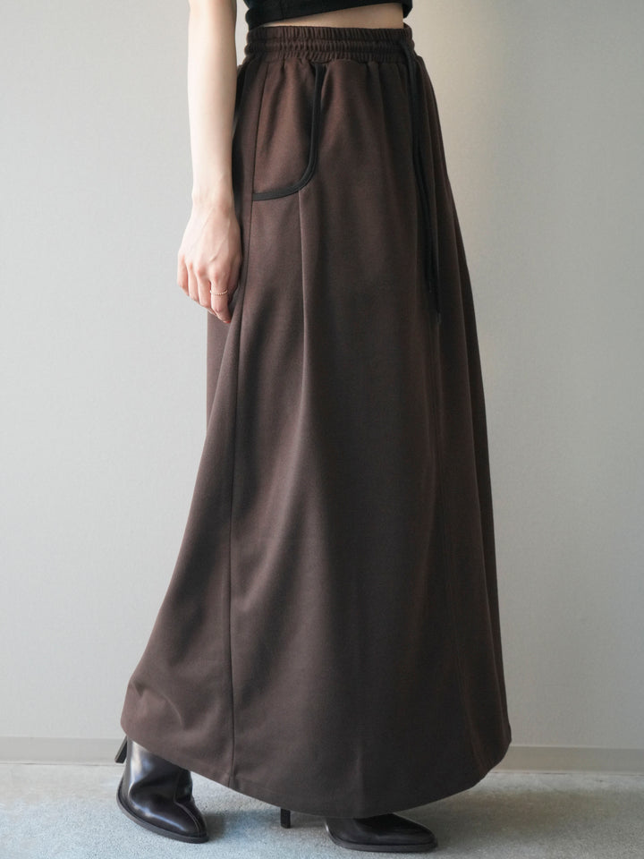 [予約]配色パイピングIラインスカート/brown