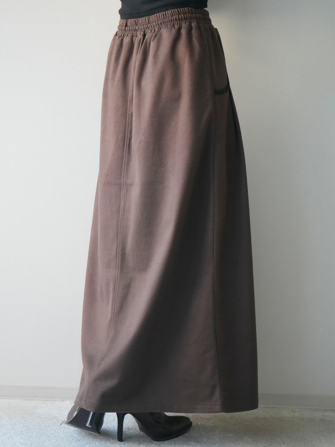 [予約]配色パイピングIラインスカート/brown