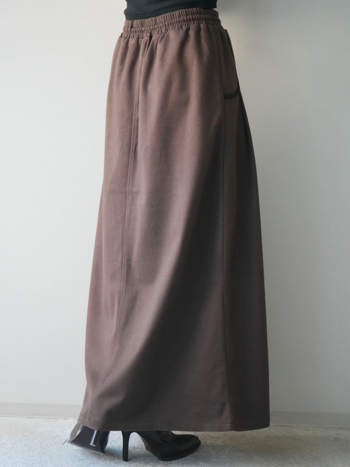 [予約]配色パイピングIラインスカート/brown