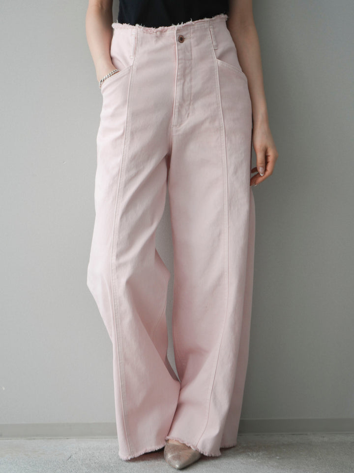 [予約]センターステッチストレッチカットオフデニムパンツ/pink