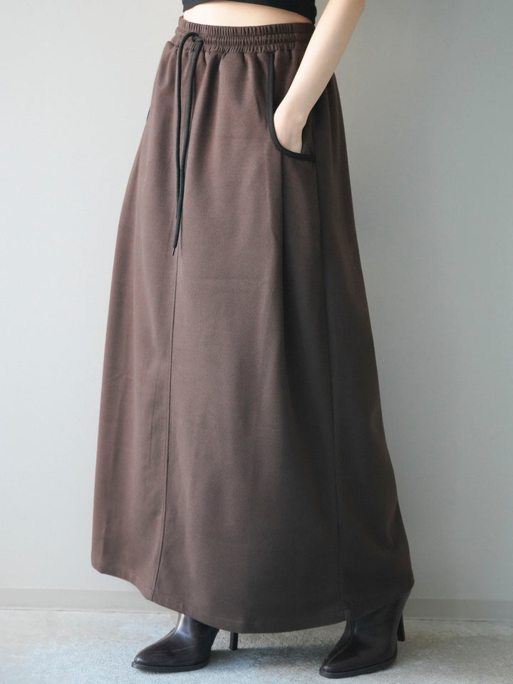 [予約]配色パイピングIラインスカート/brown