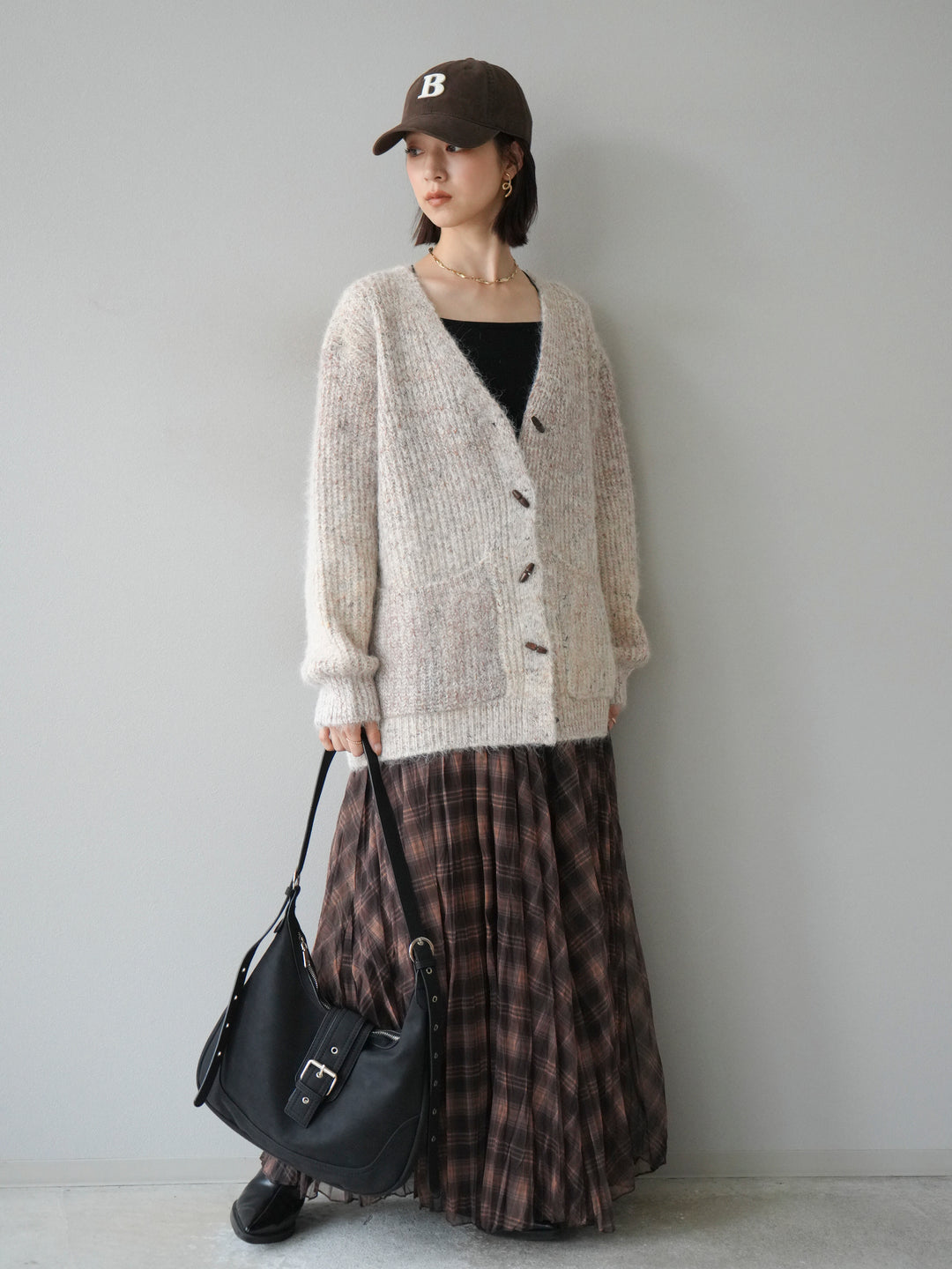 [予約]トグルボタン畦編みオーバニットカーディガン/beige