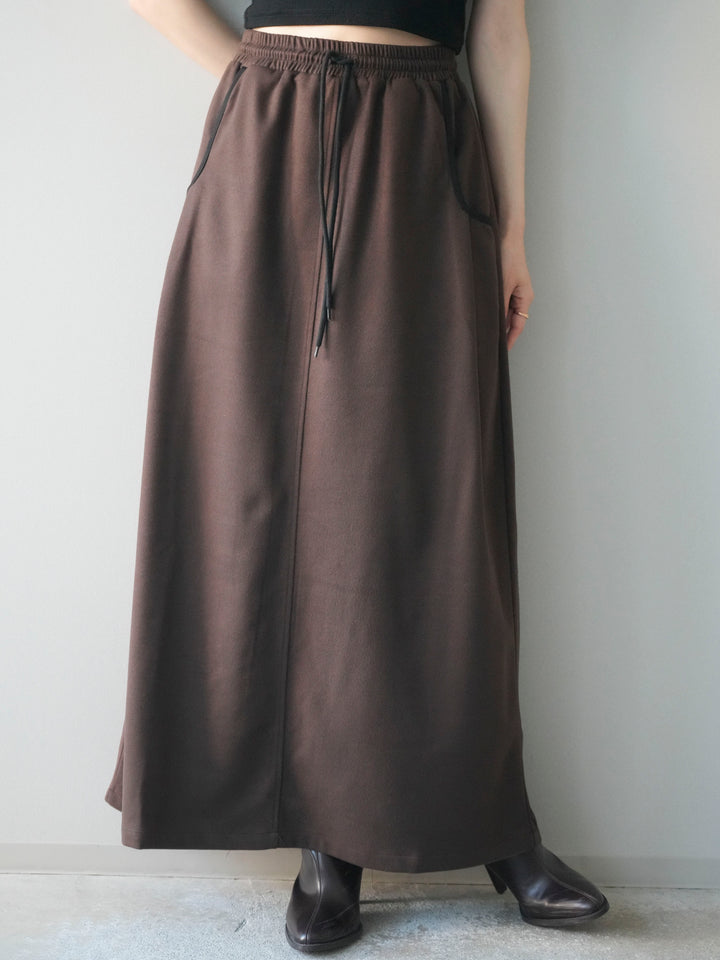 [予約]配色パイピングIラインスカート/brown