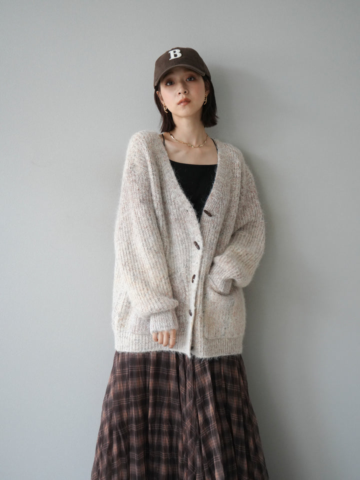 [予約]トグルボタン畦編みオーバニットカーディガン/beige