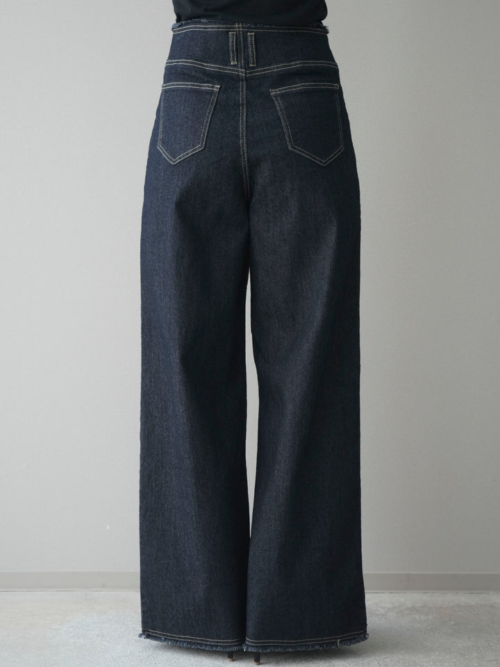 [予約]センターステッチストレッチカットオフデニムパンツ/onewash