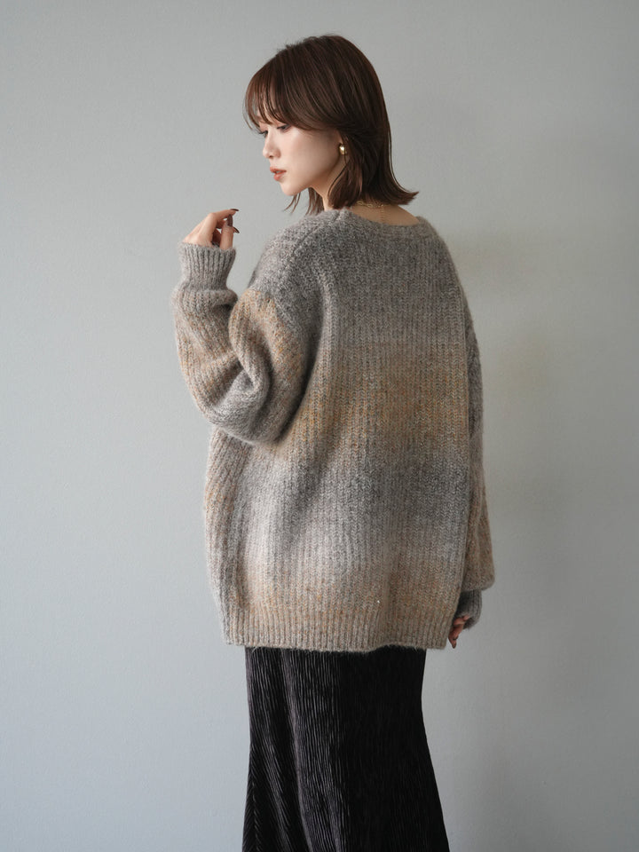 [予約]トグルボタン畦編みオーバニットカーディガン/brown