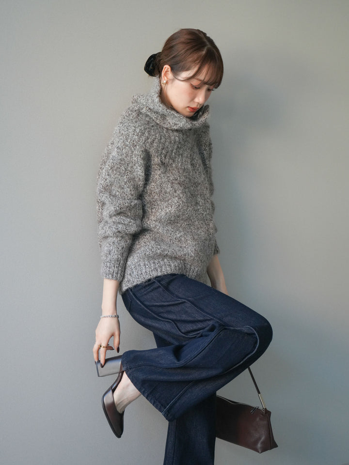 [予約]ネック付MIXニットアンサンブル/brown