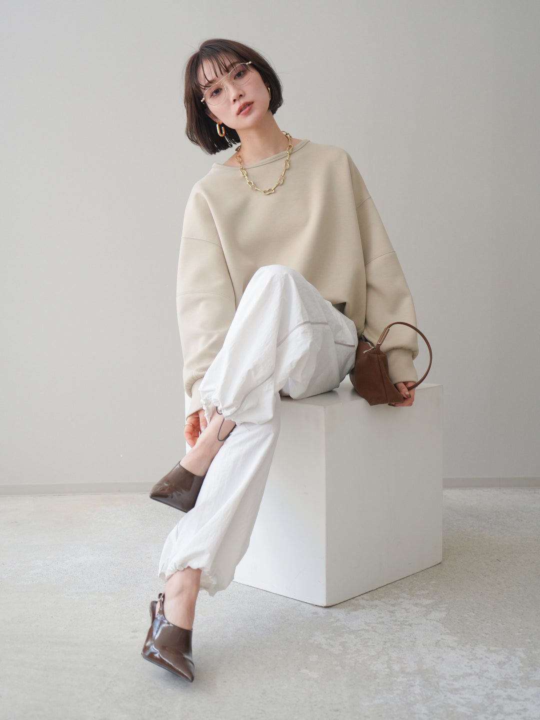 [予約]ライトポンチコクーンプルオーバー/beige