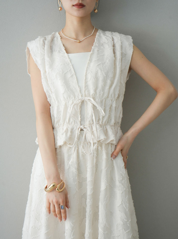 [予約]シアージャガードシャーリングブラウス/アイボリー