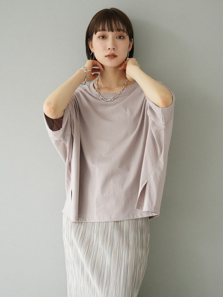 [Pre-order] Half-sleeve dolman loose T-shirt/pink