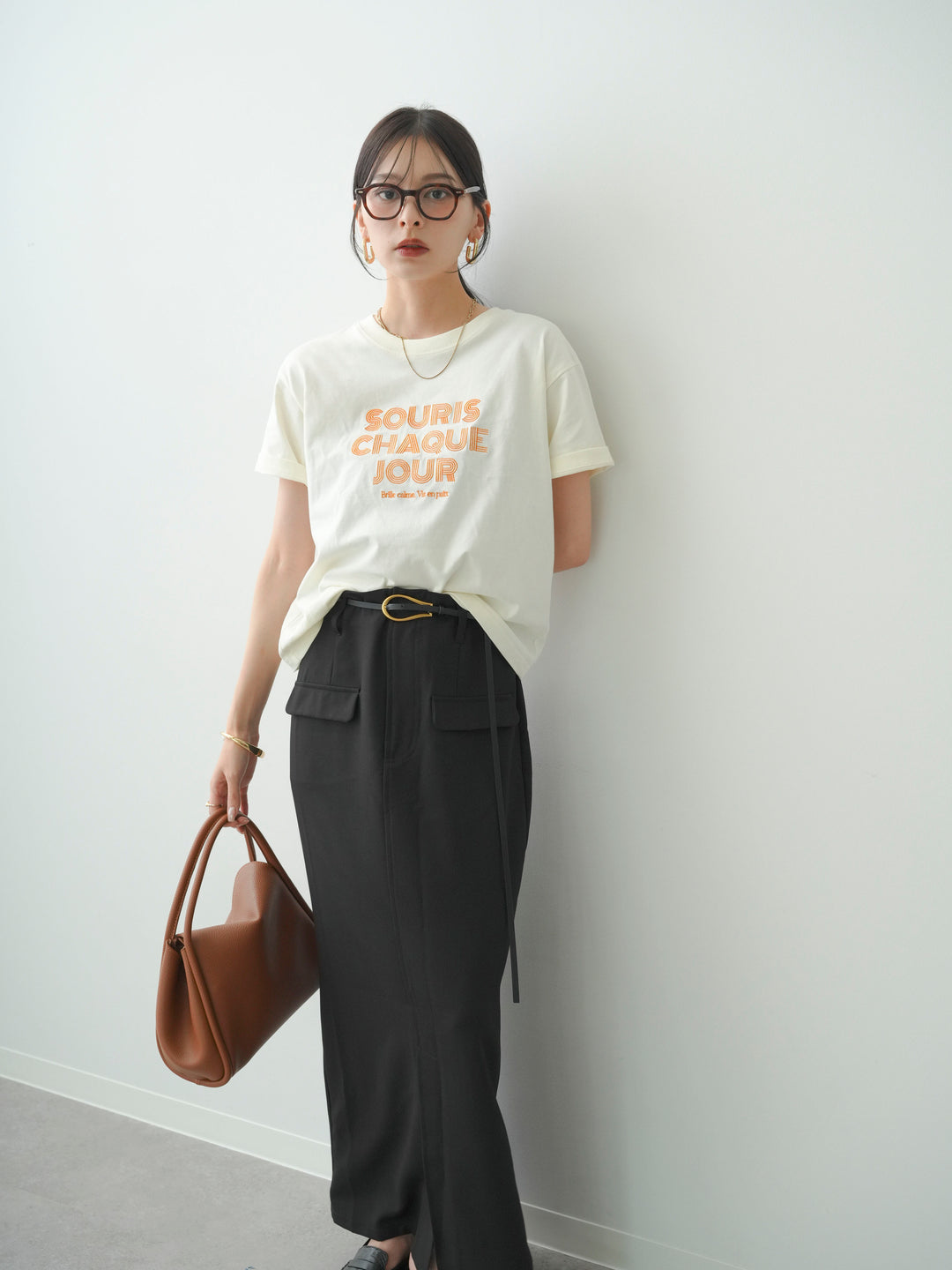 [予約]ロゴ刺繍TEE/ecru