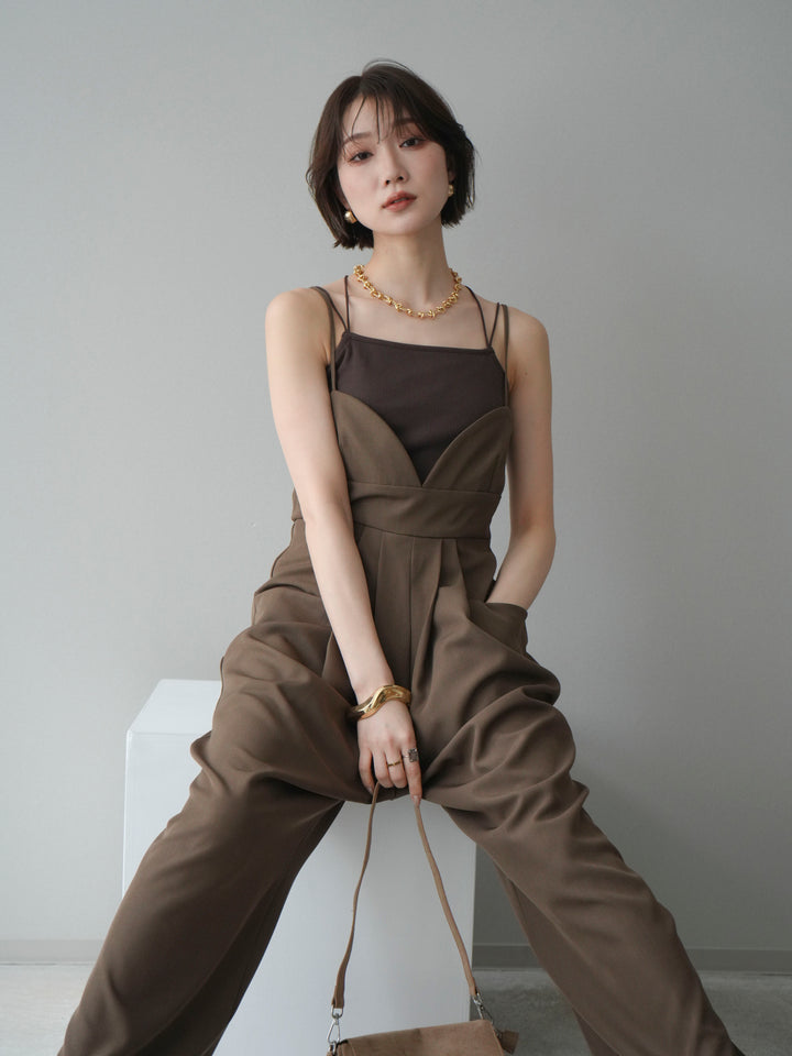 [予約]バックデザインサロペット/brown