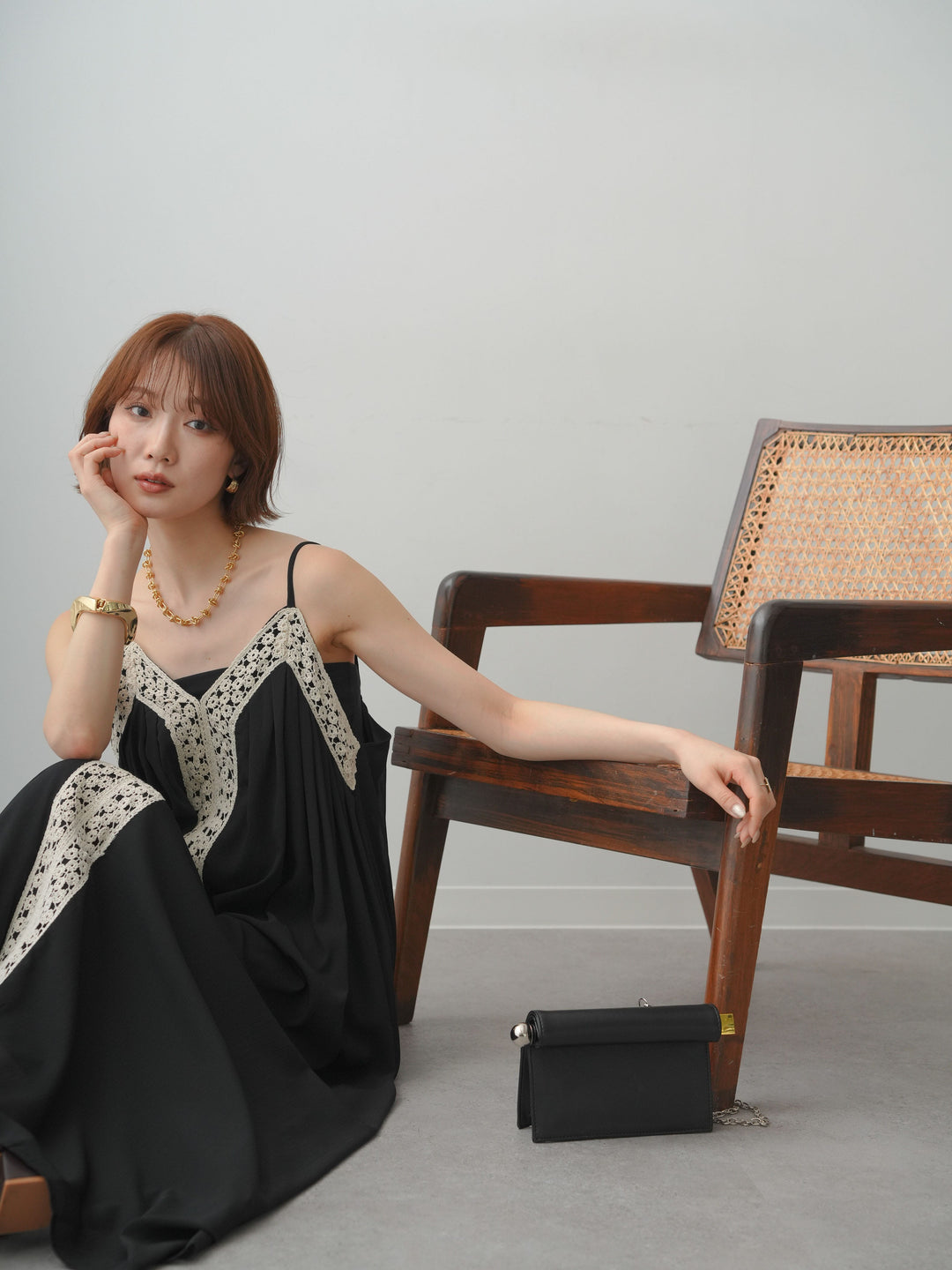 [SET]センタークロシェレースキャミワンピース+選べるアクセセット(2set)