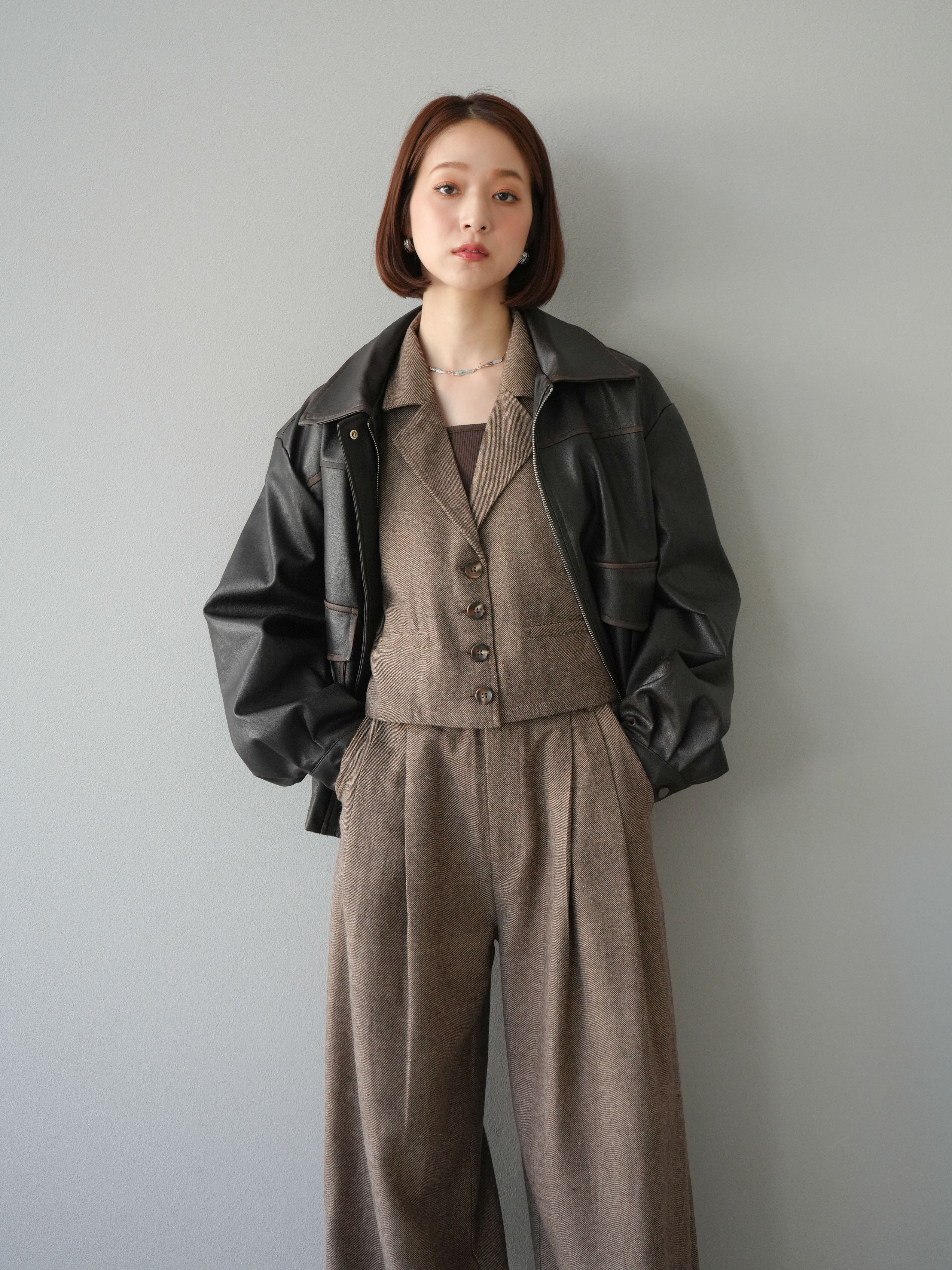 予約]ヴィンテージレザーブルゾン/ブラウン – Lumier