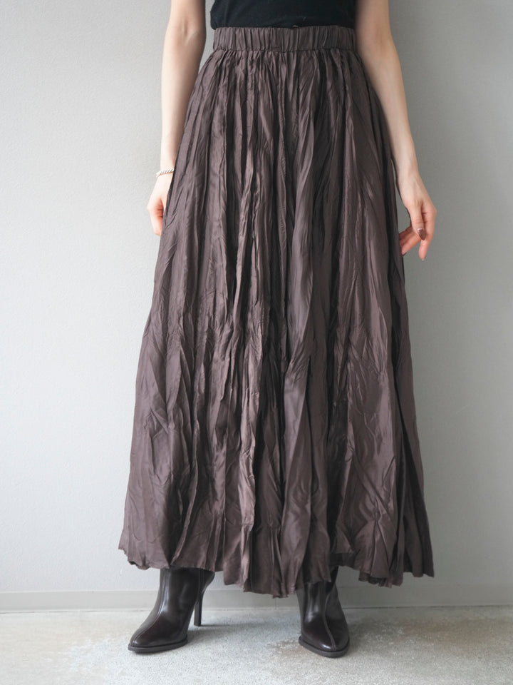[予約]ワッシャープリーツロングスカート/brown