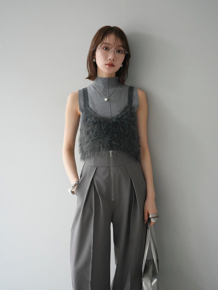 [予約]シャギーニットビスチェ/チャコール