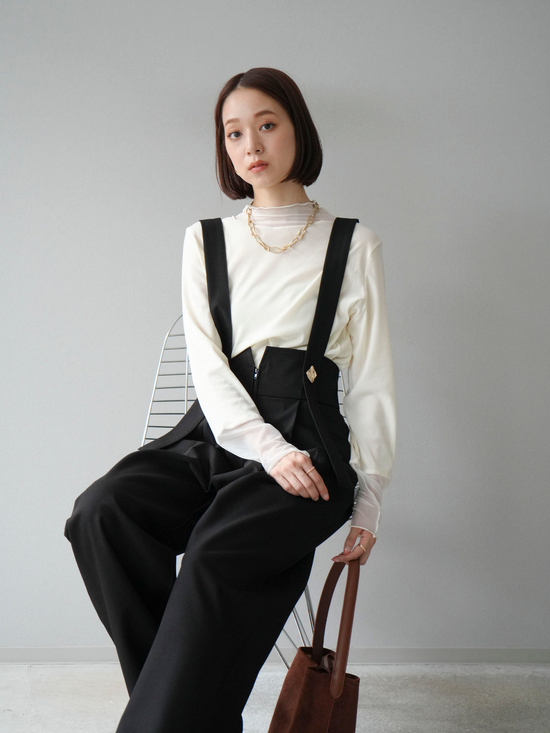 [予約]シアー切替ベロアトップス/オフホワイト