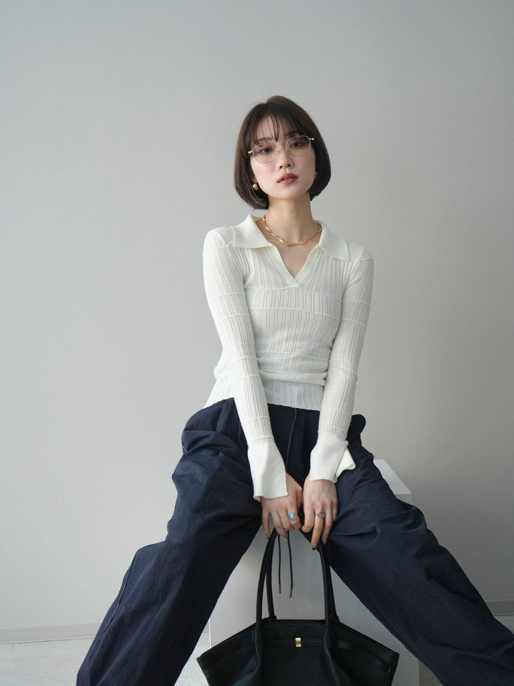 [予約]シアーリブスキッパーニットトップス/ivory