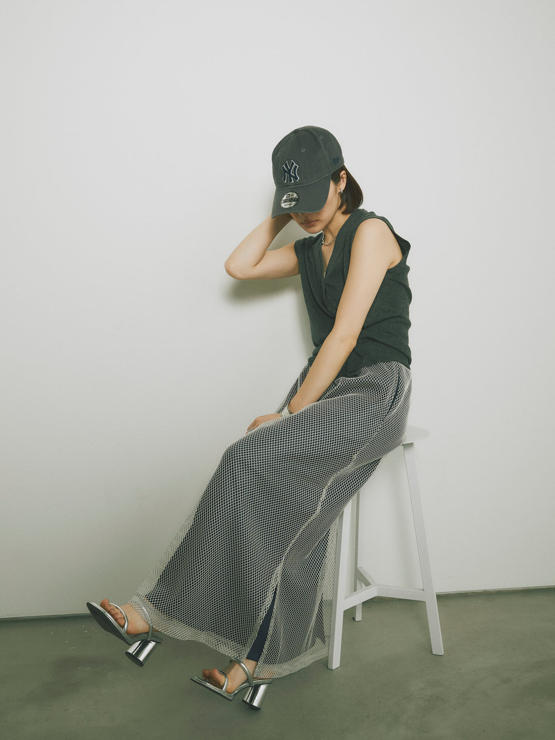 [予約]メッシュレイヤードスカート/ライトグレー