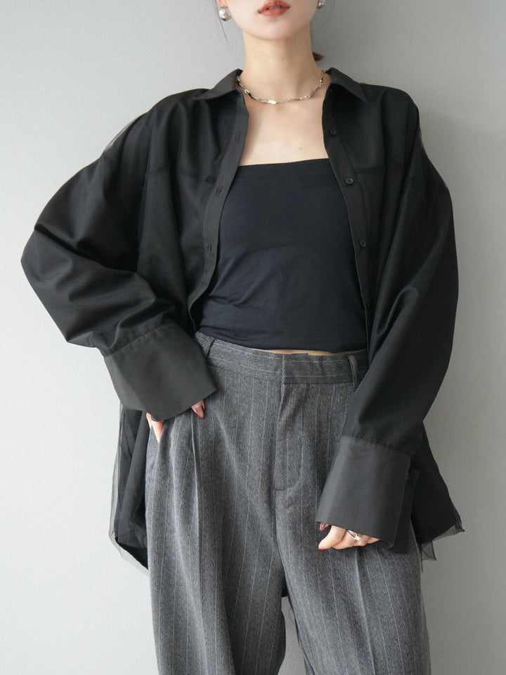 [予約]チュールドッキングブロードシャツ/ブラック