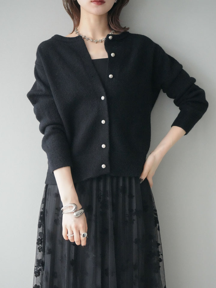 [SET]アンティークボタンニットカーディガン+選べるアクセセット(2set)