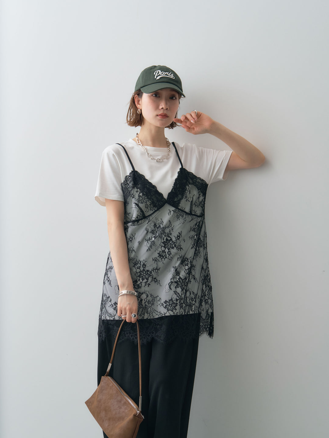 [予約]レースキャミチュニックレイヤードTEE/off