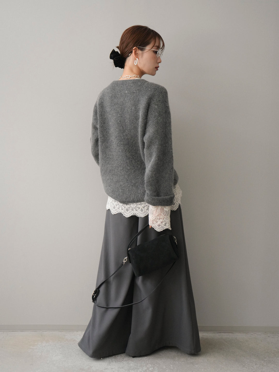 [予約]アンゴラタッチクルーネックニットプルオーバー/gray