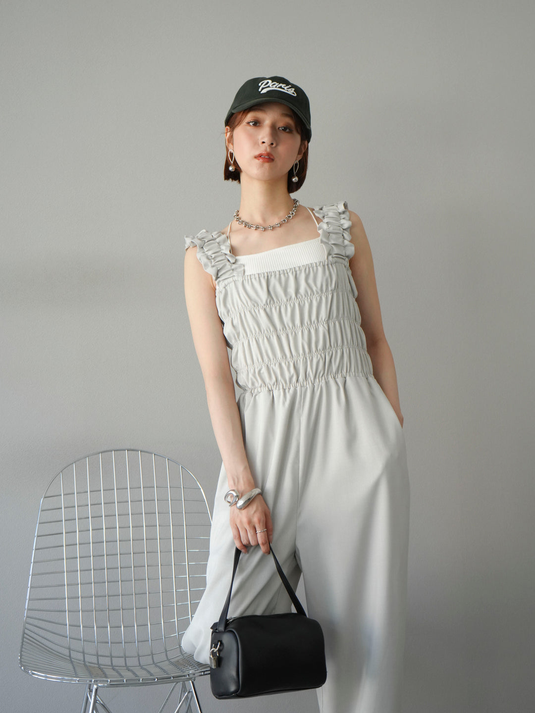 [予約]ヘザーエステルシャーリングサロペット/アイボリー