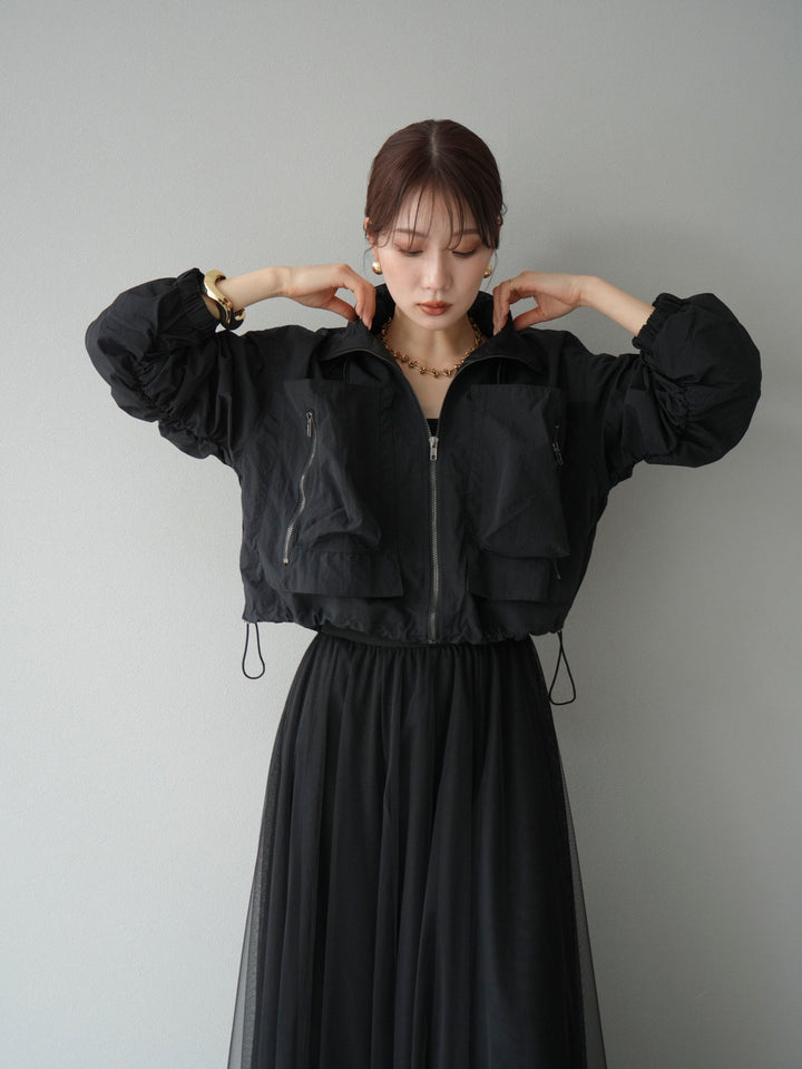 [予約]ポケットデザインショートブルゾン/ブラウン