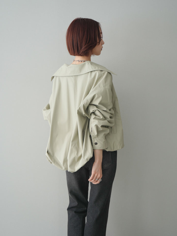 [予約]ウォッシャブルフェイクレザーバルーンジャケット/ecru