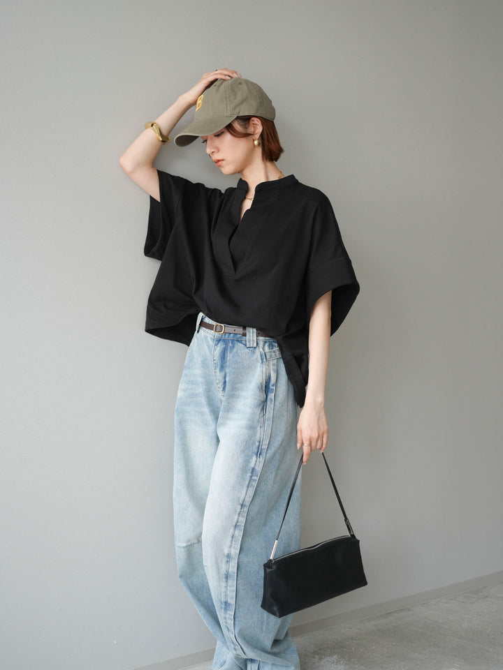 【預購】Skipper 寬袖短袖上衣 / 黑色