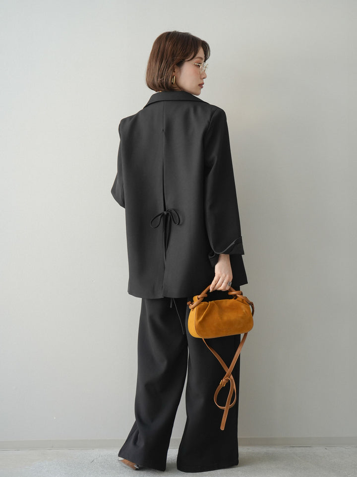 [SET]ベルト付ノースリーブトップス＆ワイドパンツSETUP+バックスリットデザインジャケット(2set)