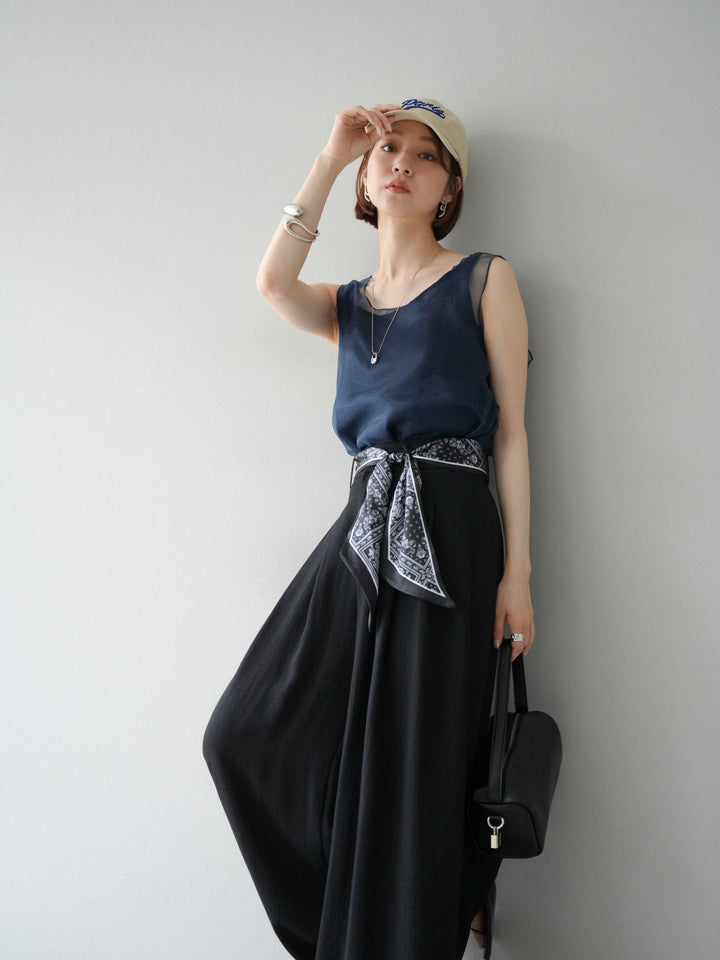 [予約]オーガンジーレイヤードタンクトップ/ネイビー