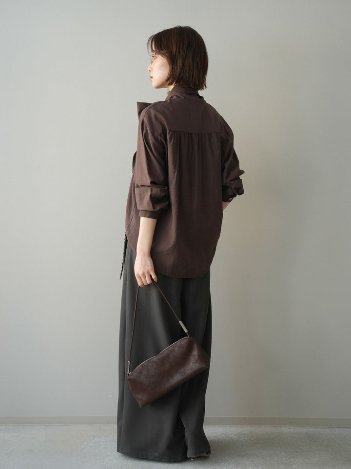 [予約]編み込みベルト付タックワイドパンツ/gray