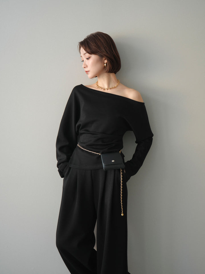 [SET]ライトポンチワンショルタックトップス＆パンツSETUP