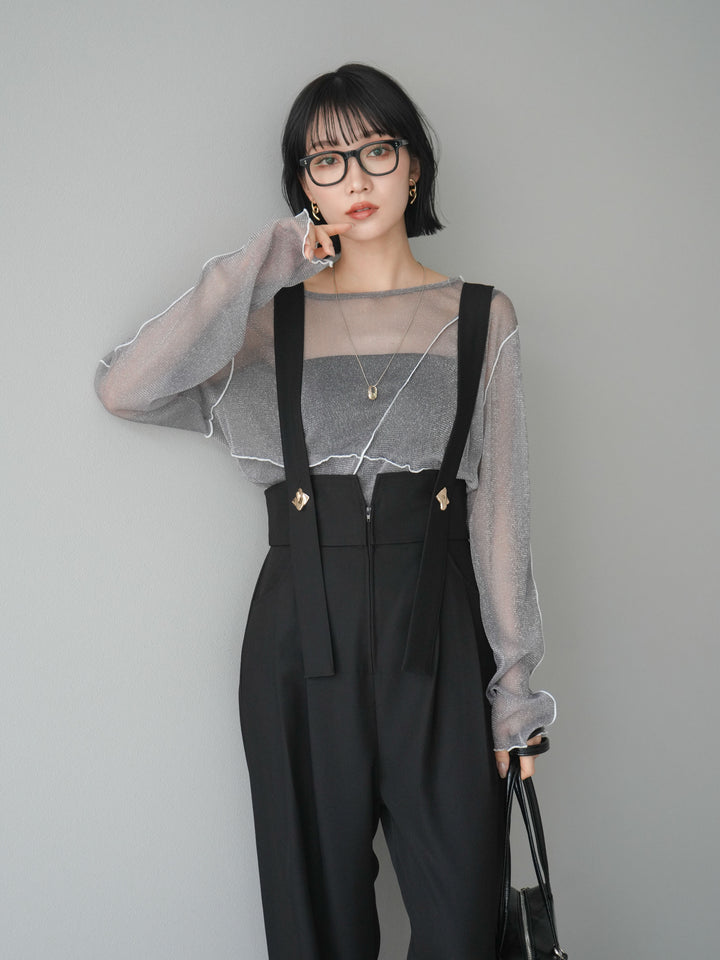 [予約]ラメシアーバイカラーメロープルオーバー/チャコール