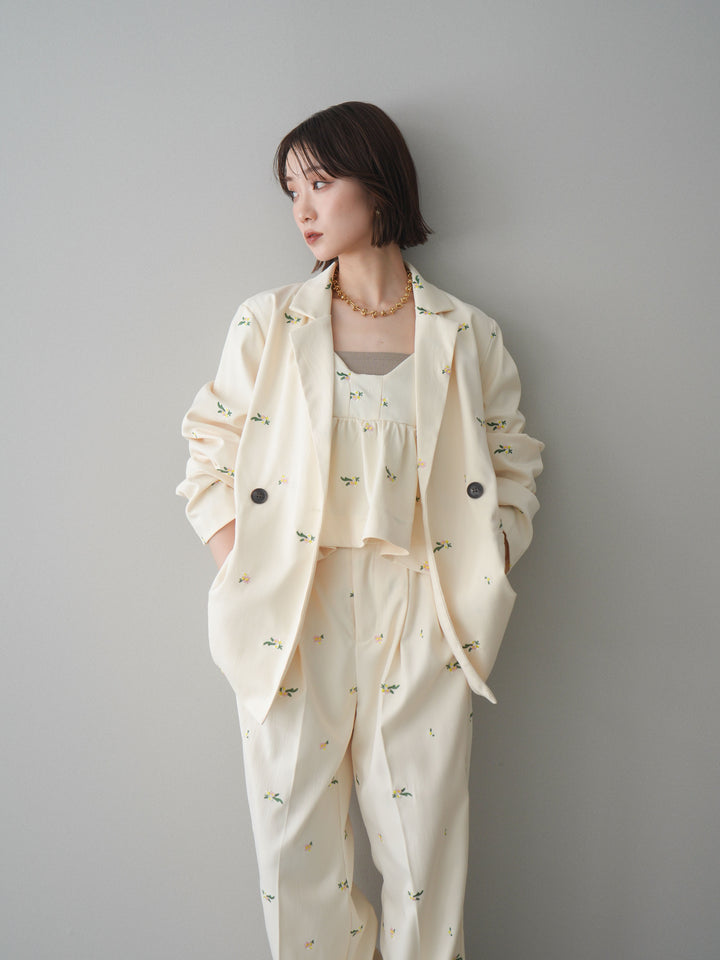 [予約]フラワー刺繍テーラードジャケット/ivory