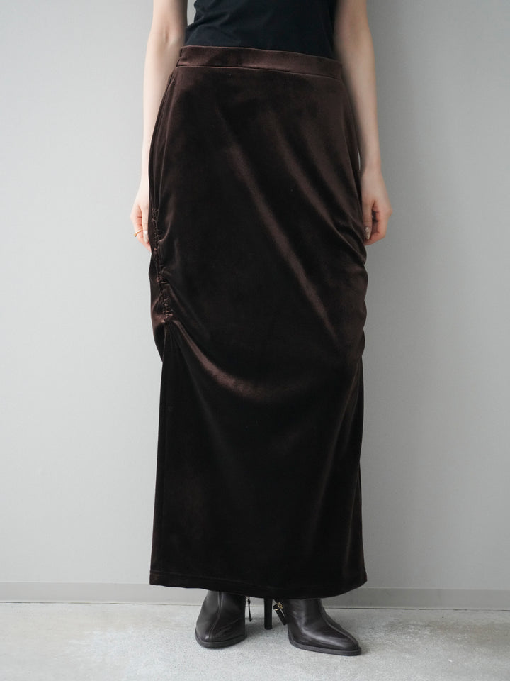 [予約]ギャザーベロアスカート/brown