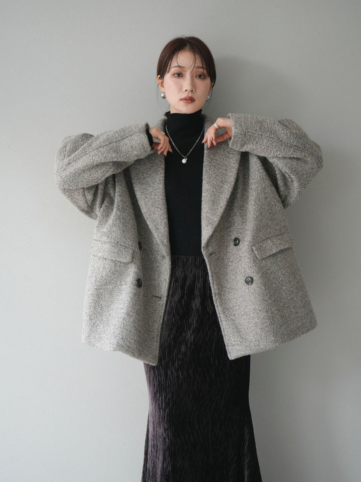 [予約]ロービング襟付きミドルコクーンコート/brown