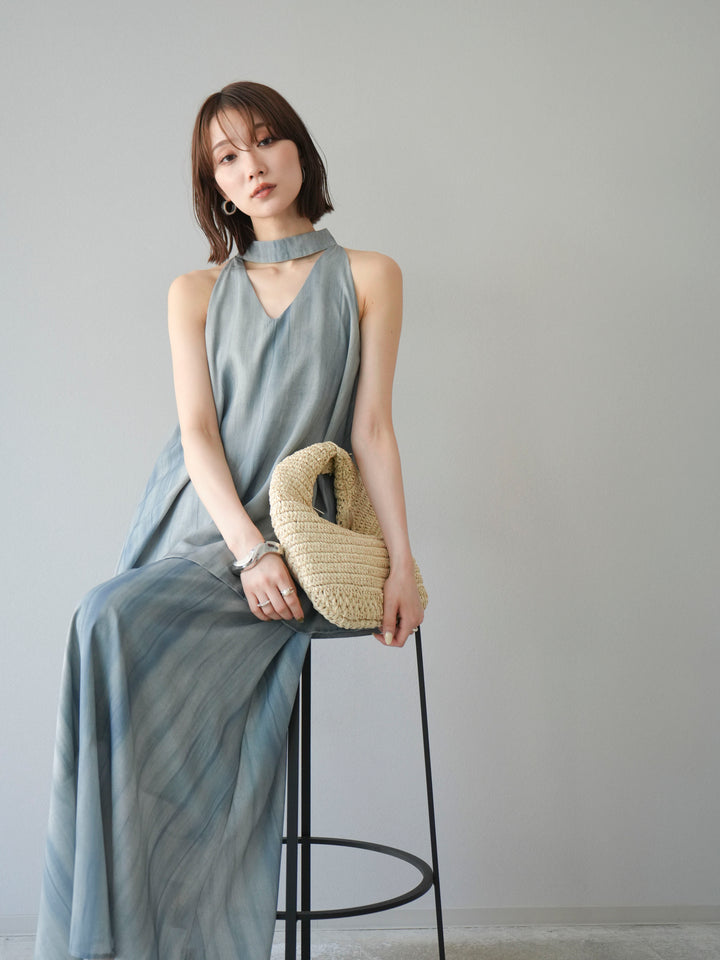 [SET] 細膩花紋V領襯衫＆喇叭裙（2套）