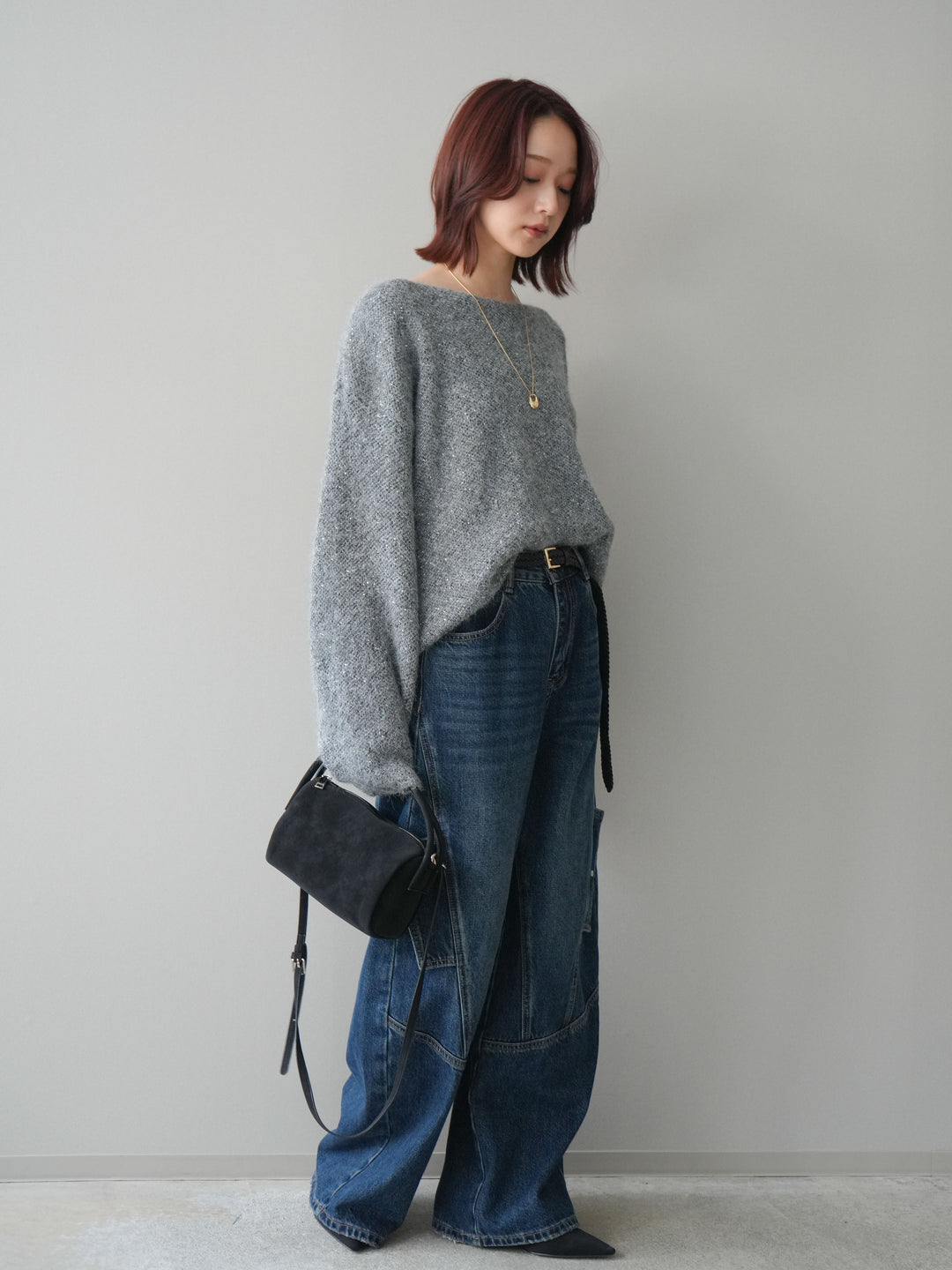 [予約]カーゴデザインコクーンデニムパンツ/navy