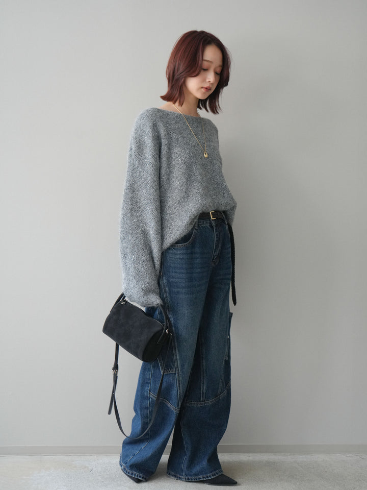 [予約]カーゴデザインコクーンデニムパンツ/navy